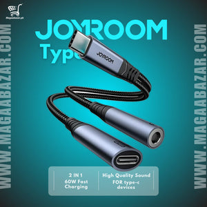 2-in-1 Audio Adapter Joyroom SY-C02 (Type-C to 3.5mm + Type-C)-Black