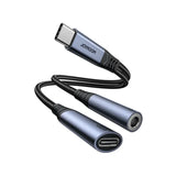 2-in-1 Audio Adapter Joyroom SY-C02 (Type-C to 3.5mm + Type-C)-Black