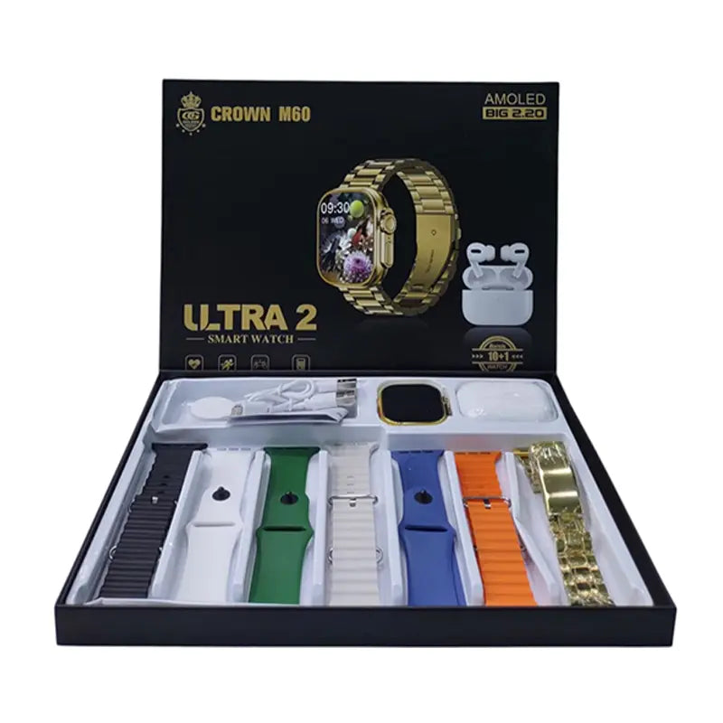 Crown M60 Gold Watch Combo 7-in-1 smartwatch set with one ultra-style dial