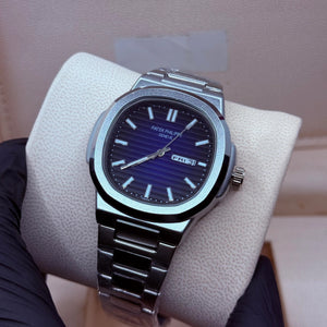 Patek philip silver watch  with neavy blue dial