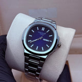 Patek philip silver watch  with neavy blue dial