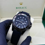 Rolex strap black watch with black rotating dial
