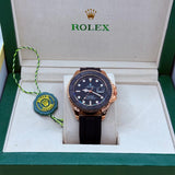 Rolex strap rose gold with black rotating dial with master lock