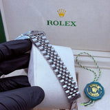 Rolex automatic watch movement silver with green dial