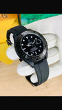 Rolex strap black watch with black rotating dial